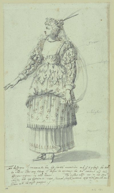Chloris: final sketch for Henrietta Maria, c.1631 (pen & ink on paper) بواسطة إنيجو جونز