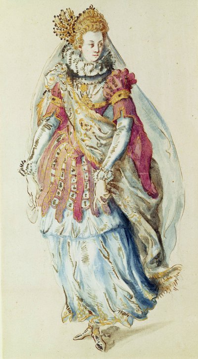 Costume design for a Lady Masquer بواسطة إنيجو جونز
