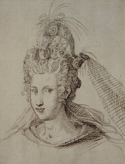 Headdress, probably for Anne of Denmark (pen & ink on paper) بواسطة إنيجو جونز