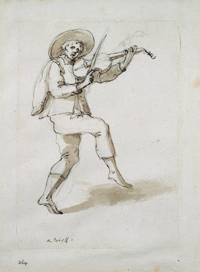 Man with viol (pen & ink on paper) بواسطة إنيجو جونز