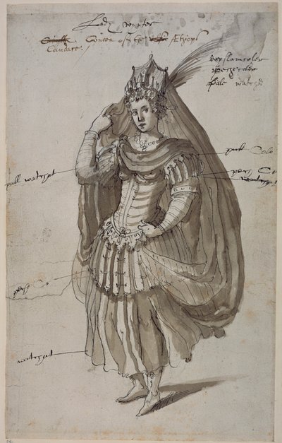 Queen Candace, c.1609 (pen & ink on paper) بواسطة إنيجو جونز