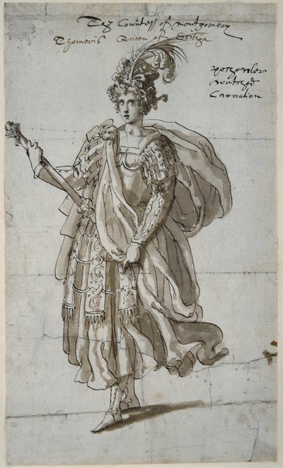 Queen Tomyris of the Massagetai, c.1609 (pen & ink on paper) بواسطة إنيجو جونز