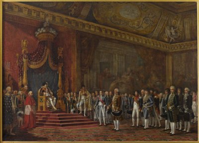 انتداب من مجلس الشيوخ الروماني يقدم تكريمه لنابليون الأول في 16 نوفمبر 1809 ، 1810. بواسطة الأبرياء لويس جوبود