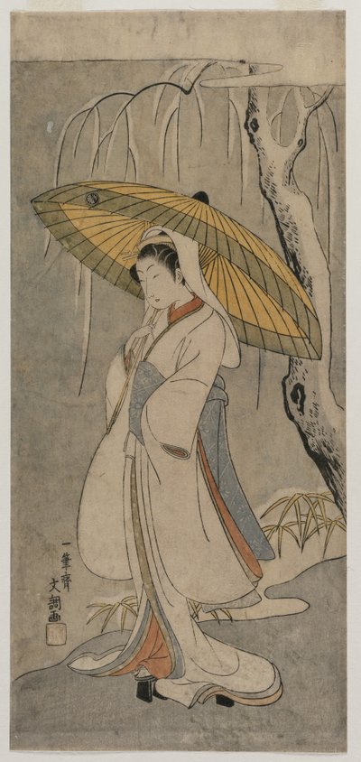 Segawa Kikunojo II بدور Heron Maiden (من سلسلة مسرح Ichimura) بواسطة إيبيتسوساي بانشو