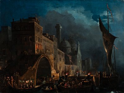 ليلة احتفالية في البندقية ، 1825-1835. بواسطة إيبوليتو كافي