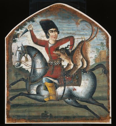 هاجم صياد الخيول من قبل وحش أسطوري ، منتصف القرن الثامن عشر (انظر 200943) بواسطة المدرسة الإيرانية