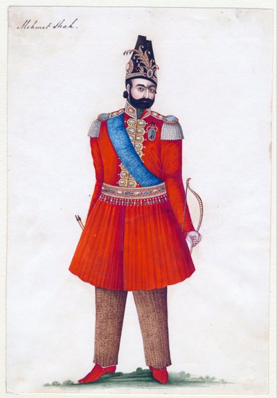 محمد شاه قاجار (1808-1848) ، ملك بلاد فارس - سيد إيراني - 1835 - جواش على ورق - 24.2 × 16.5 - مجموعة خاصة بواسطة المدرسة الإيرانية