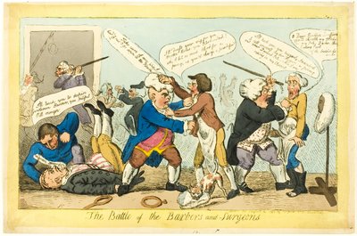 معركة الحلاقين والجراحين بواسطة Isaac Cruikshank