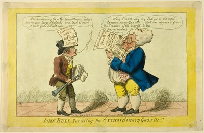 جون بول يطلع على الجريدة الرسمية الاستثنائية بواسطة Isaac Cruikshank