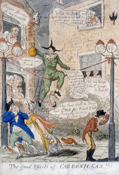 الآثار الجيدة للغاز الكربوني !، 1807 (نقش يدوي) بواسطة Isaac Cruikshank