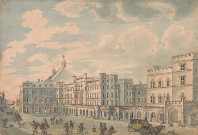منظر مجلسي اللوردات والعموم من ساحة القصر القديم بواسطة Isaac Cruikshank