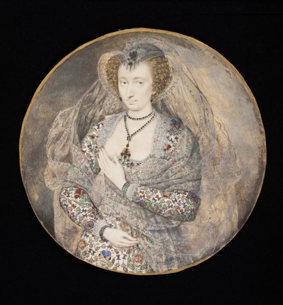 سيدة غير معروفة ، كانت تُدعى سابقًا لوسي هارينغتون ، كونتيسة بيدفورد ، c.1605 (bodycolour und wc on card) (للرسم التخطيطي انظر 88888) بواسطة إسحاق أوليفر