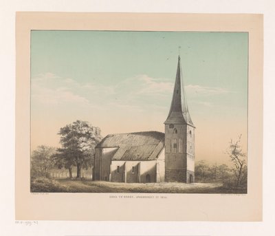منظر للكنيسة في إمين الكنيسة في إمين ، هُدمت عام 1855 (العنوان على القطعة) بواسطة إمريك وبينجر