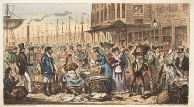 مرح في حياة عالية ، أو زيارة لـ Billingsgate ، من The English Spy ، حانة. 1824 (نقش يدوي) بواسطة إسحاق روبرت كروكشانك