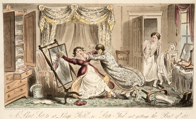 مجموعة قصيرة في فندق Longs أو Stop-Ford لا تحصل على أفضل ما يمكن ، من The English Spy ، pub. 1824 (نقش يدوي) بواسطة إسحاق روبرت كروكشانك
