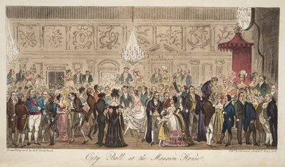 City Ball في Mansion House ، من The English Spy ، حانة. 1824 (نقش يدوي) بواسطة إسحاق روبرت كروكشانك
