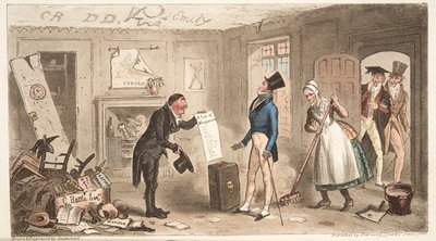 College Comforts ، طالبة تستحوذ على غرفه ، من The English Spy ، حانة. 1824 (نقش يدوي) بواسطة إسحاق روبرت كروكشانك
