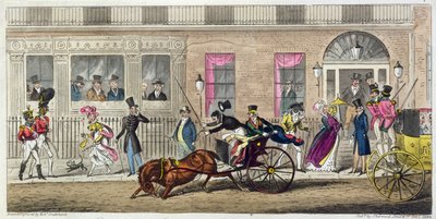 خارج صالة Fishmongers ، استراحة منتظمة ، 1824 (أكواتينت) بواسطة إسحاق روبرت كروكشانك