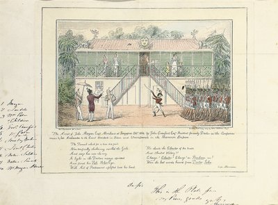 القبض على جون مورغان ، إسق ، ميرشانت ، سنغافورة ، أكتوبر 1824 ، بواسطة جون كروفورد إسق ، مقيم ، طبيب سابق في خدمة الشركات ، سفير متأخر للمحكمة ، بانكوك ، سيام ، وأومرابورا ، إمبراطورية بورما ، مايو 1827 بواسطة إسحاق روبرت كروكشانك