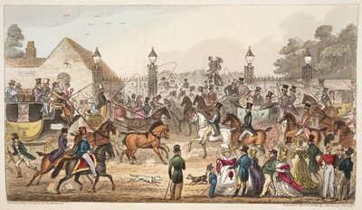 الوصول ، أو المدخل الغربي إلى كوكني لاند ، من الجاسوس الإنجليزي المنشور عام 1824 ، (النقش اليدوي) بواسطة إسحاق روبرت كروكشانك