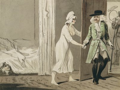 الديوث يغادر للصيد ، c.1800 (قلم وحبر مع مرحاض على ورق) بواسطة إسحاق روبرت كروكشانك