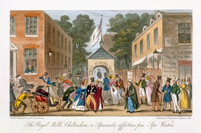 The Royal Wells أو Cheltenham أو Spasmodic العواطف من Spa Waters ، من `` The English Spy &39;&39; ، بقلم تشارلز مولوي ويستماكوت (1788-1868) نشر لندن ، 1825 بواسطة إسحاق روبرت كروكشانك