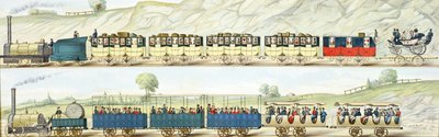 السفر على خط سكك حديد ليفربول ومانشستر ، نقش بواسطة SG Hughes ، c.1831 بواسطة إسحاق شو