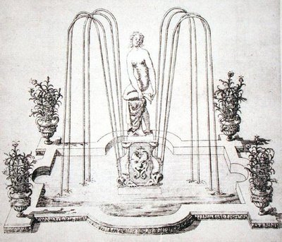 تصميم نافورة من "حدائق ويلتون" ، حوالي عام 1645 (نقش) بواسطة إسحاق دي كوز