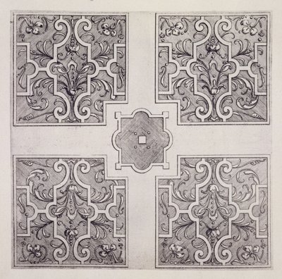 تصميمات بارتيري من "حدائق ويلتون" ، نُشرت عام 1645 (نقش) بواسطة إسحاق دي كوز