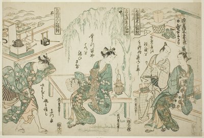 الاستمتاع بالبرودة المسائية في Ryogoku - مجموعة من ثلاثة (Ryogoku suzumi sanpukutsui) بواسطة إيشيكاوا تويونوبو