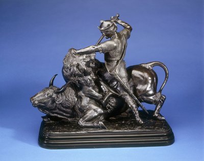 ملك يقتل أسدًا يهاجم ثورًا ، حوالي 1874 (زنجار أسود برونزي) بواسطة إيزيدور جول بونور