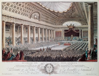 Opening of the States-General at Versailles in 1789, engraving by Helmann, French Revolution, France بواسطة إيزيدور ستانيسلاس هيلمان