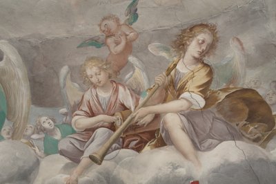 الملائكة ، الملائكة الموسيقار ، البوتوس ، تفاصيل الجنة مع الأب الأبدي ، 1623-34 (تفاصيل 3496185) بواسطة إيسيدورو بيانكي