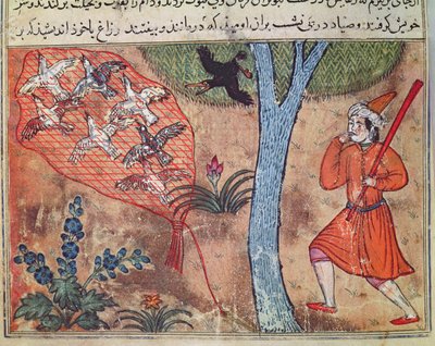 طيور الصيد ، من كتاب كليلة ودمنة ، من "خرافات بدباي" بواسطة مدرسة إسلامية