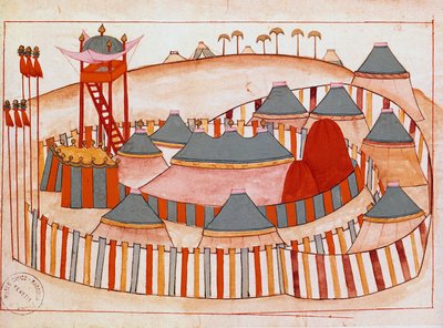 المعسكر العسكري للأتراك الغواش على ورق المدرسة الإسلامية (م 1671) القرن السادس عشر متحف البندقية كورير بواسطة مدرسة إسلامية