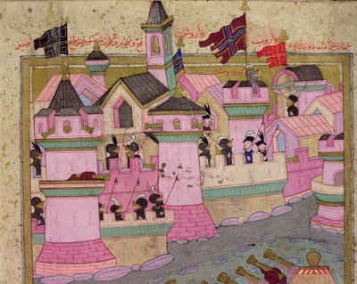 TSM H.1524 حصار فيينا لسليمان الأول (1494-1566) العظيم ، عام 1529 ، من "اسم المستخدم" بواسطة لوكمان ، تفاصيل فيينا ، 1588 بواسطة مدرسة إسلامية