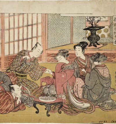 مأدبة في منزل ثري ، 1770-74 (لوح خشبي) بواسطة Isoda Koryusai