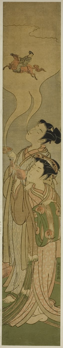 زوجان يستهجنان حصانًا وراكبًا (محاكاة ساخرة لـ Tekkai [بالصينية: Li Tieguai] و Chokaro [الصيني: Zhang Guo Lao]) بواسطة إيسودا كوريوساي