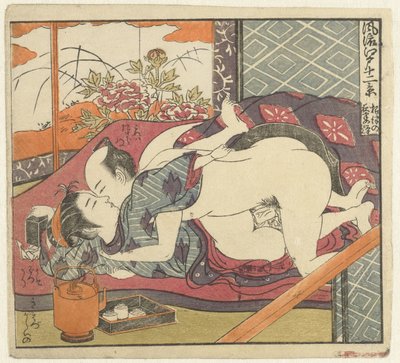 أحب الزوجين في مجموعة الشاي اثنا عشر مشهدًا لإيدو المتطورة (عنوان السلسلة) Furyu Edo junikei (عنوان المسلسل على الكائن) بواسطة Isoda Koryusai