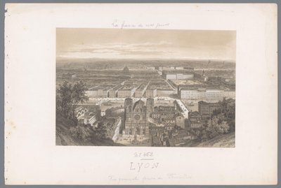 Zicht op Lyon en de kathedraal vanaf Fourvière ليونز. منظر عام مأخوذ من Fourvières Hedendaags Frankrijk (عنوان المسلسل) فرنسا في الوقت الحاضر (عنوان المسلسل) بواسطة فريك فرير