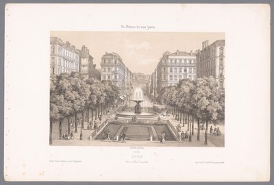 Zicht op de Place en de Rue Impériale te Lyon ليونز. امبريال سكوير وشارع (العنوان على الكائن) Hedendaags Frankrijk (عنوان المسلسل) فرنسا في الوقت الحاضر (عنوان المسلسل على الكائن) بواسطة فريك فرير
