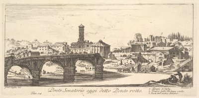 جسر سيناتوريال ، يسمى اليوم بونتي روتو (الجسر المكسور) ، حوالي عام 1748 (نقش) بواسطة إسرائيل سيلفستر