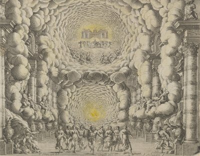 تصميم لمجموعة المسرح التي أنشأها جياكومو توريلي دا فانو لباليه 'Les Noces de ... ، 1654 بواسطة فرانسوا فرانكارت
