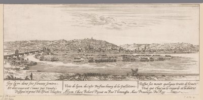 منظر ليون مع ضاحية Guillotière Veue de Lyon du coste Du fauxbourg de la Guillotiere (العنوان على الكائن) بواسطة لوديويجك الرابع عشر (ملك فرانكريك)
