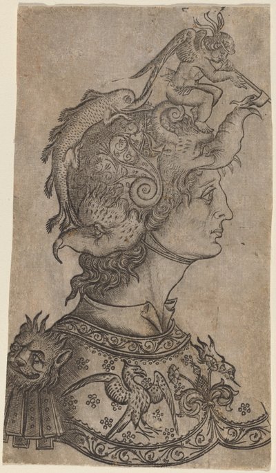 رجل يرتدي خوذة رائعة بواسطة Italian 15th Century