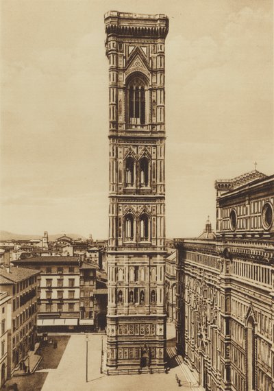 فلورنسا / فلورنسا: Cathedral، The Campanile، Giotto (b / w photo) بواسطة مصور إيطالي