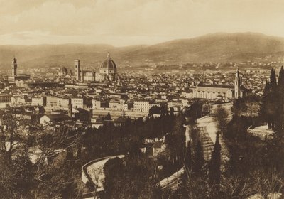 فلورنسا / فلورنسا: منظر بانورامي لفلورنسا من S Miniato al Monte (صورة أبيض وأسود) بواسطة مصور إيطالي