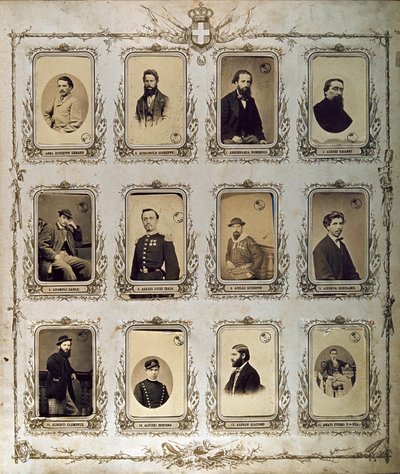 Risorgimento: صور الألف (أو القمصان الحمراء) ، الذين شاركوا في بعثة جوزيبي غاريبالدي. 1860-1861 Studio Pavia a Genes. Museo del Risorgimento روما بواسطة مصور إيطالي