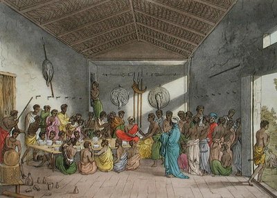 مأدبة في الحبشة ، اللوحة 11 من "Le Costume Ancien et Moderne" بقلم Jules Ferrario ، نُشرت حوالي 1820s-30s (لون ليثو) بواسطة المدرسة الايطالية