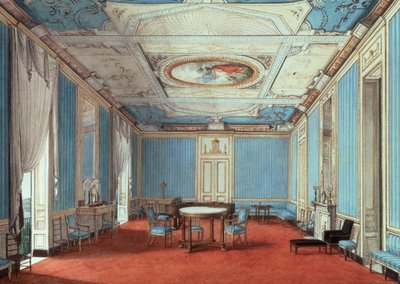 غرفة رسم في قصر ، نابولي ، حوالي عام 1810 (قلم رصاص وألوان مائية على ورق)) بواسطة المدرسة الايطالية